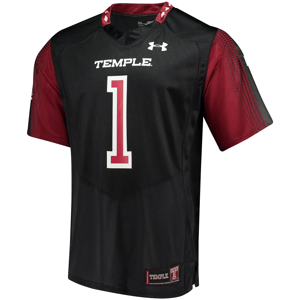 Maillot de football réplique Under Armour #1 Temple Owls noir pour homme