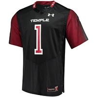 Men's Under Armour #1 Black Temple Owls Replica Football Jersey