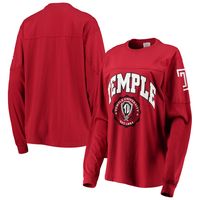 Women's Pressbox Cherry Temple Owls Edith Long Sleeve T-Shirt