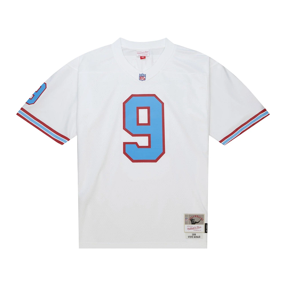 Maillot réplique Mitchell & Ness Steve McNair blanc Tennessee Oilers 1998 Legacy pour hommes