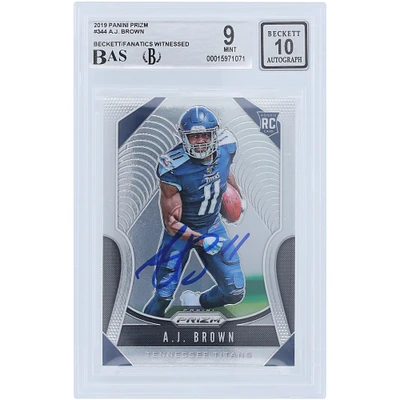 A.J. Brown Tennessee Titans Autographed 2019 Panini Prizm #344 Beckett Fanatics Witnessed Authenticated 9/10 Rookie Card
