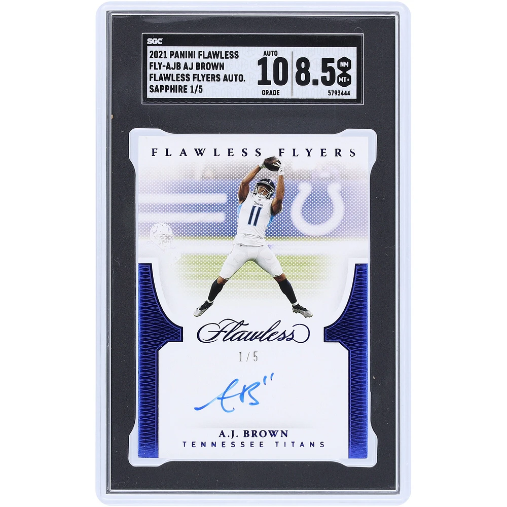 A.J. Brown Tennessee Titans Autographed 2021 Panini Flawless Flawless Finishes Sapphire #FLY-AJB #1/5 SGC Authenticated 8.5/10 Card