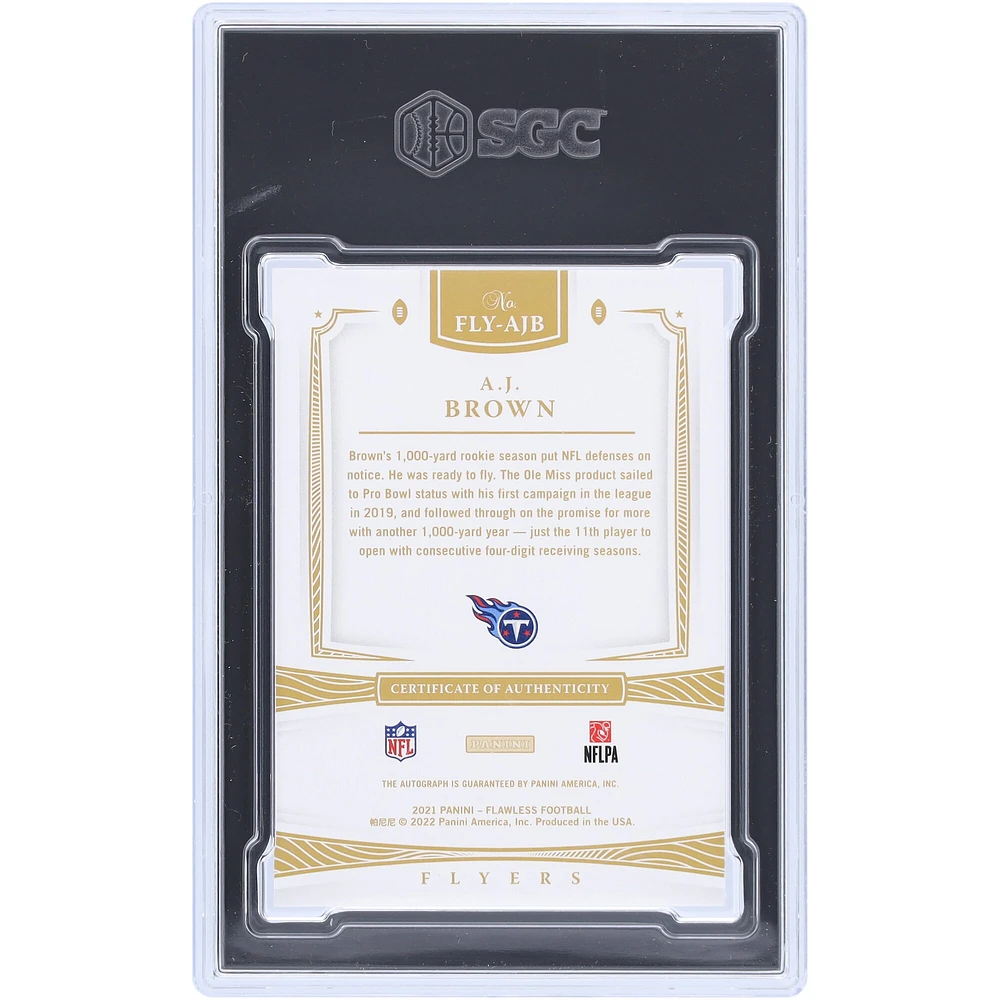 A.J. Brown Tennessee Titans Autographed 2021 Panini Flawless Flawless Finishes Sapphire #FLY-AJB #1/5 SGC Authenticated 8.5/10 Card
