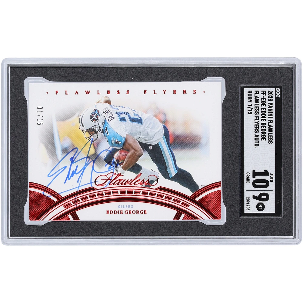Carte autographiée 9/10 Panini Flawless Flyers Ruby #FF-EGE #1/15 SGC 2023 des Titans du Tennessee signée Eddie George