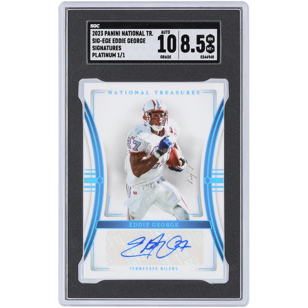 Carte Panini National Treasures Platinum #SIG-EGE #1/1 SGC authentifiée 8,5/10 autographiée par Eddie George Tennessee Titans 2023