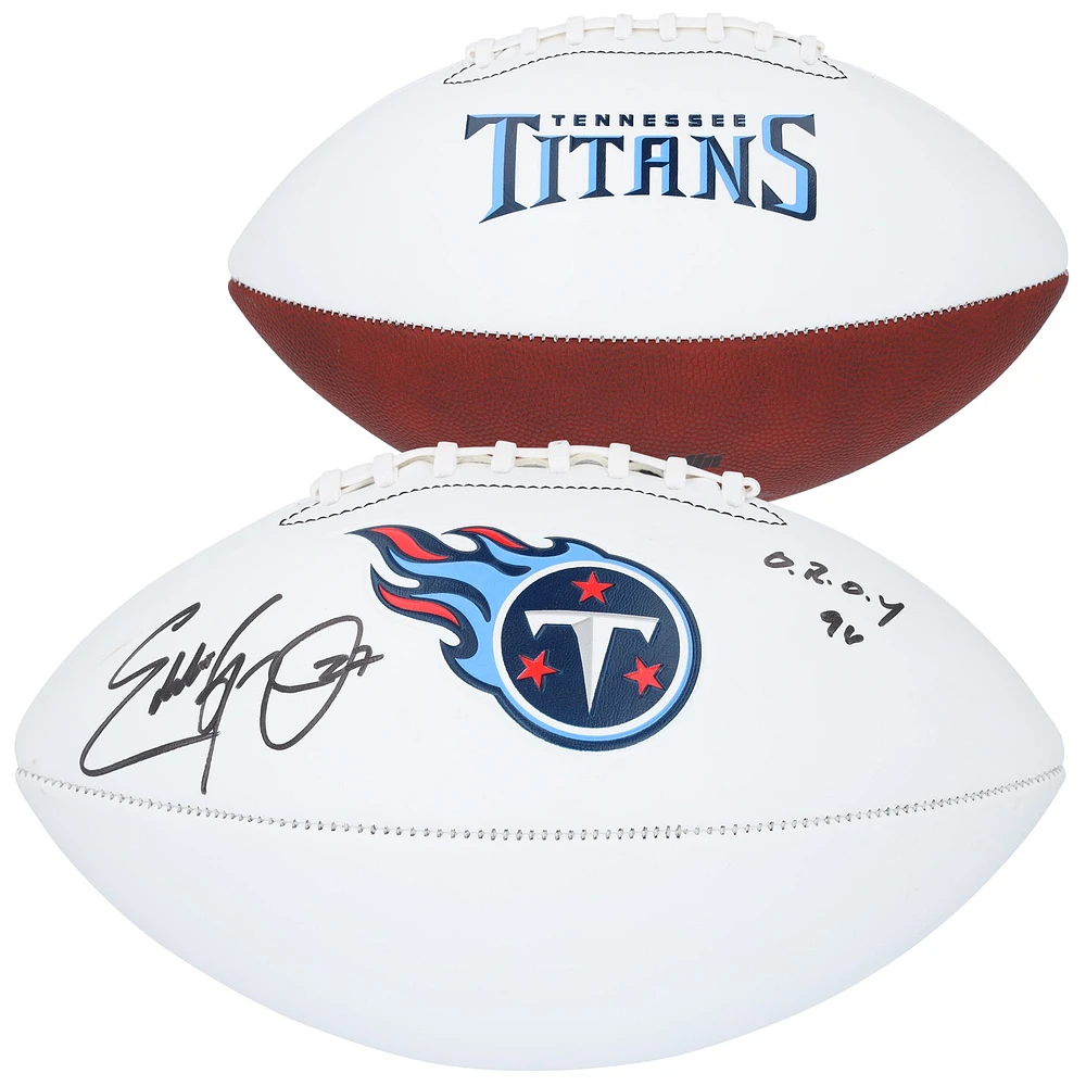 Ballon de football Franklin White Panel autographié par Eddie George, Tennessee Titans, avec inscription « OROY 96 »