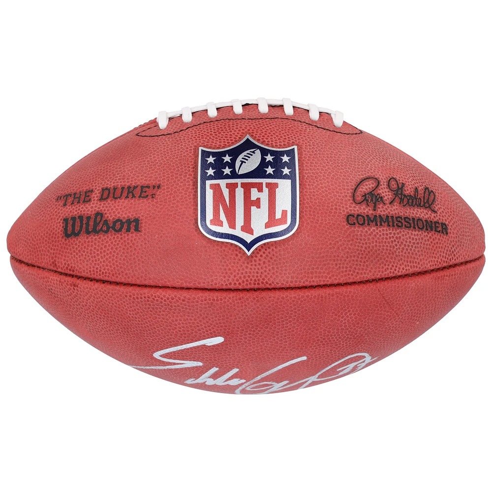 Ballon de football Wilson Duke en couleur autographié par Eddie George, Tennessee Titans