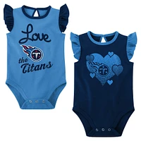 Lot de 2 bodys pour nouveau-nés et bébés bleu marine/bleu clair Tennessee Titans Spread the Love