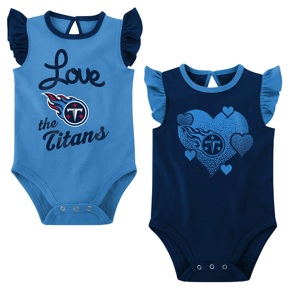 Lot de 2 bodys pour nouveau-nés et bébés bleu marine/bleu clair Tennessee Titans Spread the Love