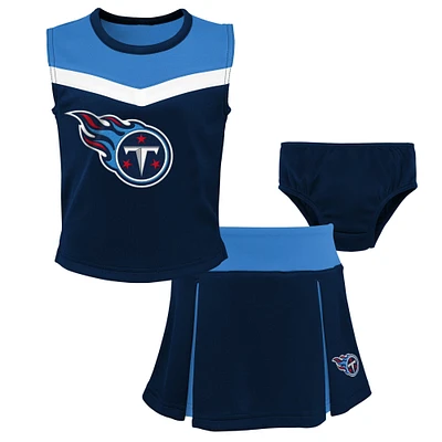 Ensemble deux pièces de pom-pom girl Spirit Tennessee Titans pour filles d'âge préscolaire avec bloomers