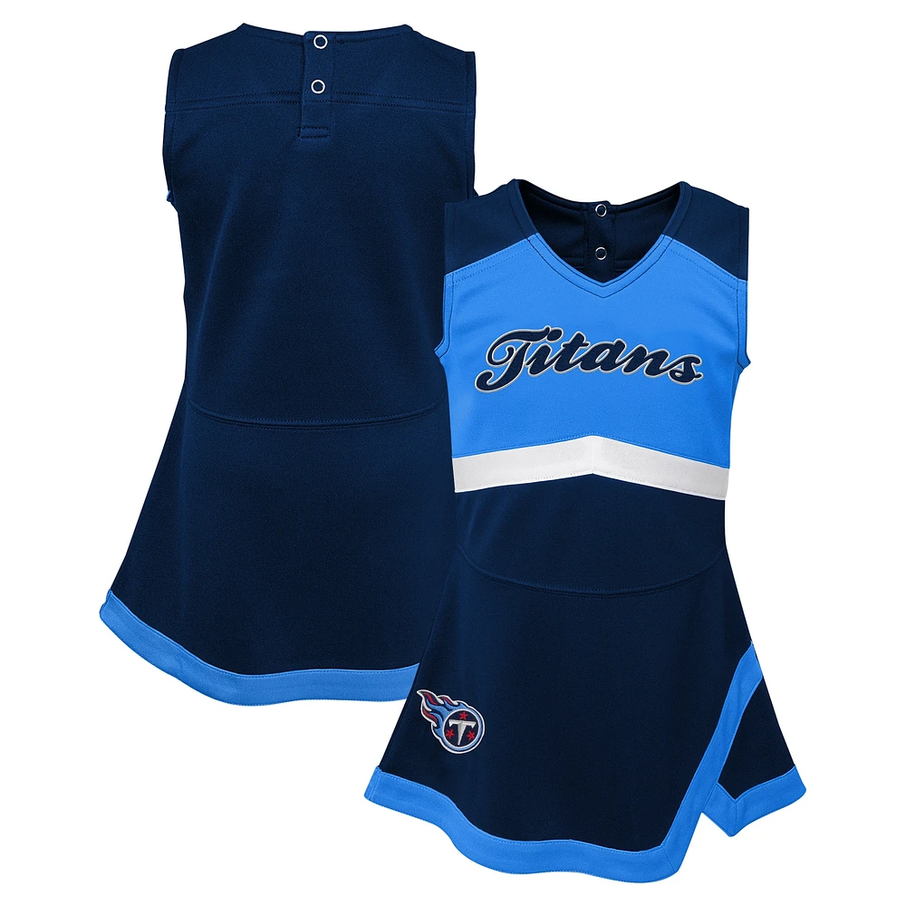 Girls Toddler Navy Tennessee Titans Cheer Captain Dress with Bloomers