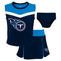 Girls Toddler Navy Tennessee Titans Spirit Cheer Two-Piece Cheerleader Set with Bloomers