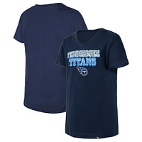 T-shirt à col en V sequins inversés bleu marine Tennessee Titans New Era pour fille