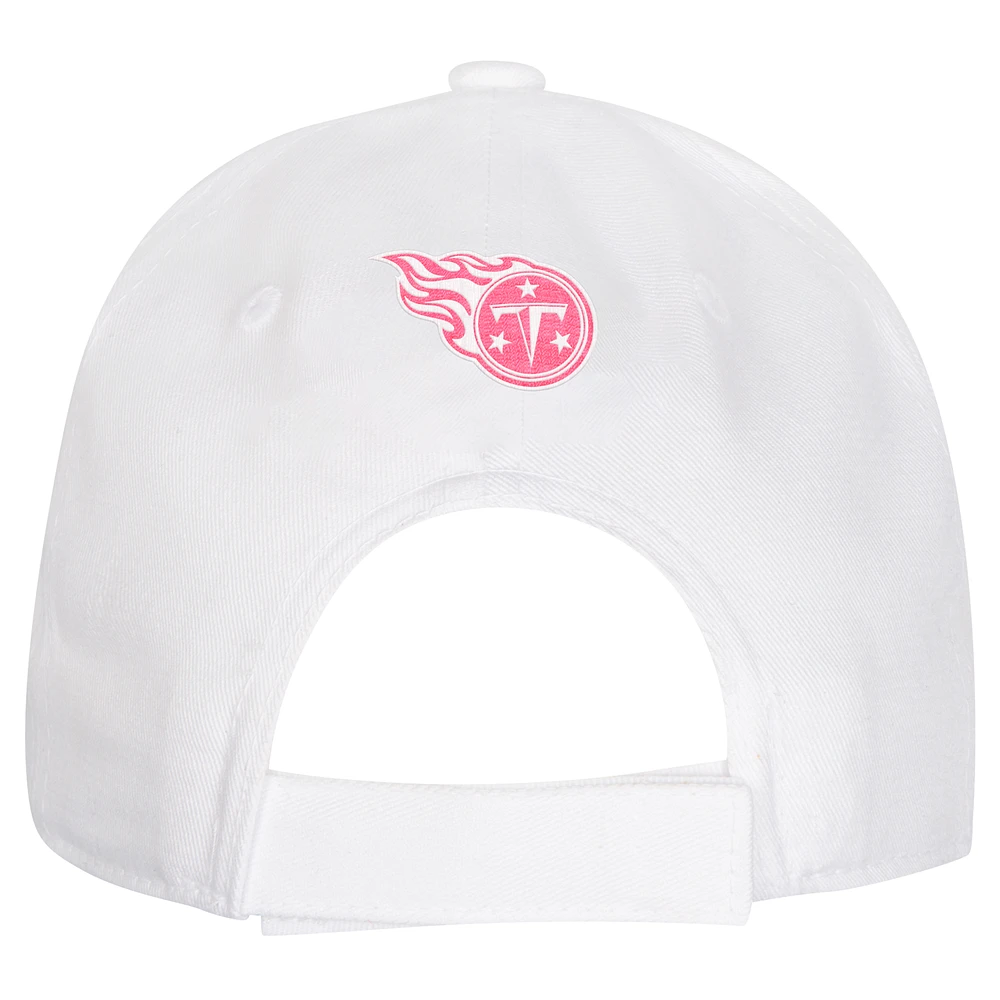 Casquette ajustable structurée entièrement blanche pour jeunes filles des Titans du Tennessee