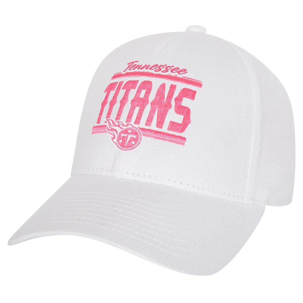 Casquette ajustable structurée entièrement blanche pour jeunes filles des Titans du Tennessee