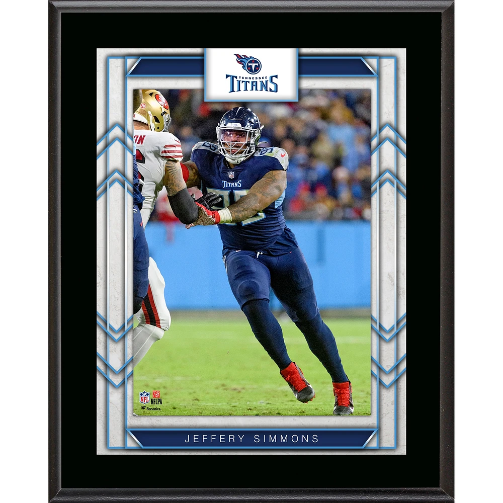 Plaque de joueur sublimée encadrée de 10,5" x 13" de Jeffery Simmons Tennessee Titans