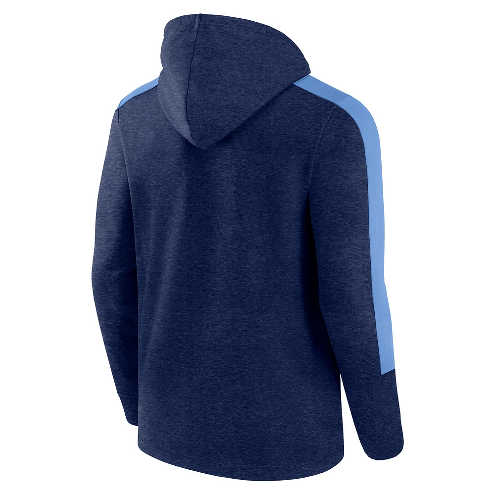 Men's Fanatics  Heather Navy Tennessee Titans Gains Full-Zip Hoodie