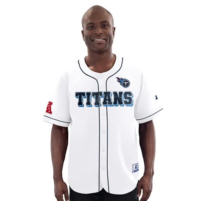 Men's Starter  White Tennessee Titans Relay Full-Button Baseball Jersey
