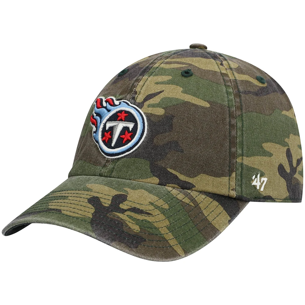 Men's '47 Camo Tennessee Titans Woodland Clean Up Adjustable Hat