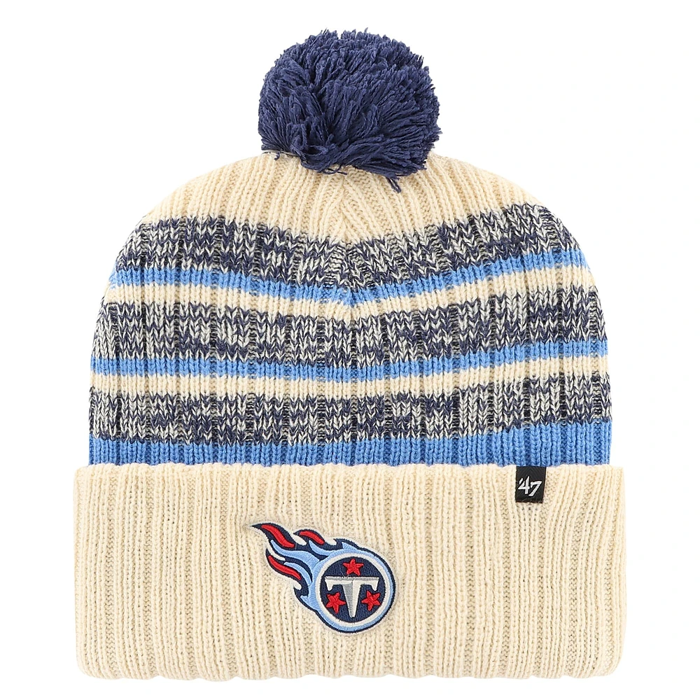 Men's '47  Cream Tennessee Titans  Tavern Cuffed Knit Hat with Pom