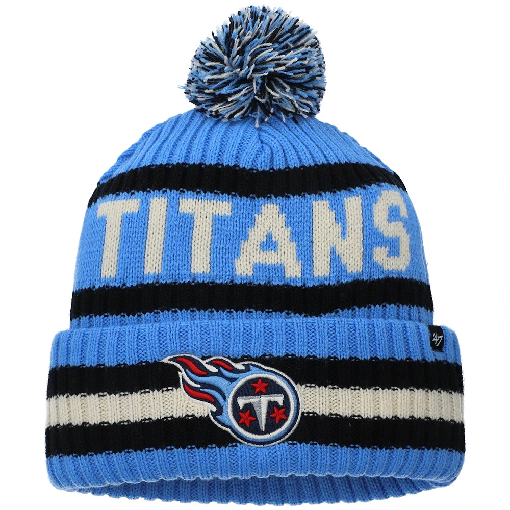 Men's '47 Light Blue Tennessee Titans Bering Cuffed Knit Hat with Pom