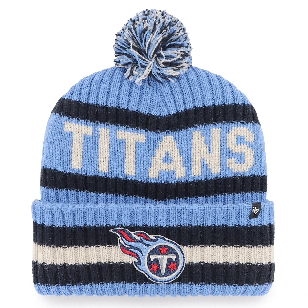 Bonnet en tricot à revers Bering '47 Tennessee Titans bleu clair pour hommes avec pompon