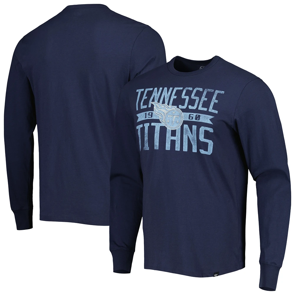 Men's '47 Navy Tennessee Titans Brand Wide Out Franklin Long Sleeve T-Shirt