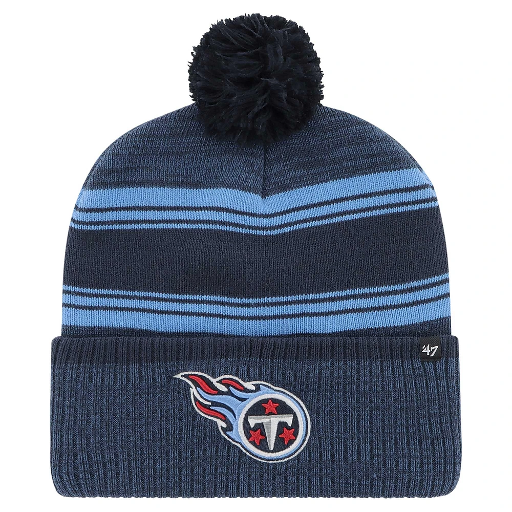 Bonnet en tricot à revers Fadeout '47 Navy Tennessee Titans pour hommes avec pompon