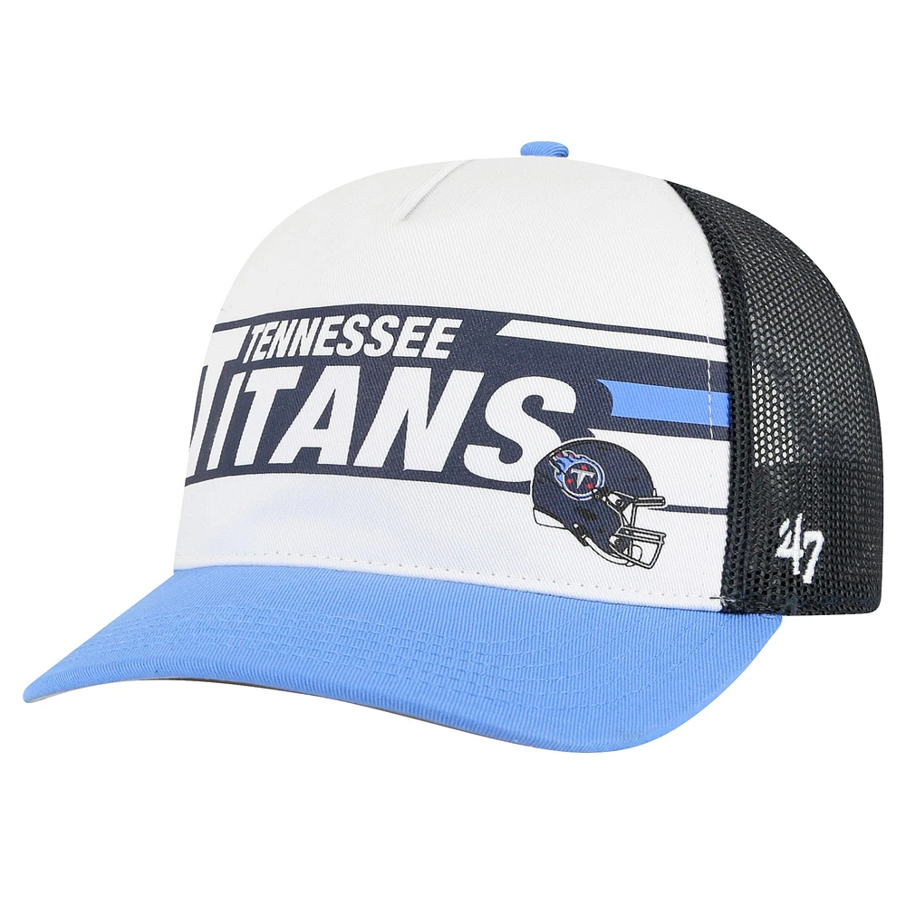 Men's '47 White/Light Blue Tennessee Titans Stack Line Hitch Trucker Adjustable Hat