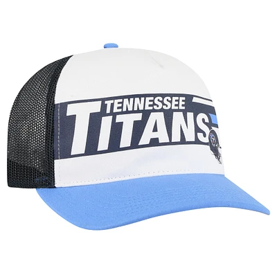 Men's '47 White/Light Blue Tennessee Titans Stack Line Hitch Trucker Adjustable Hat