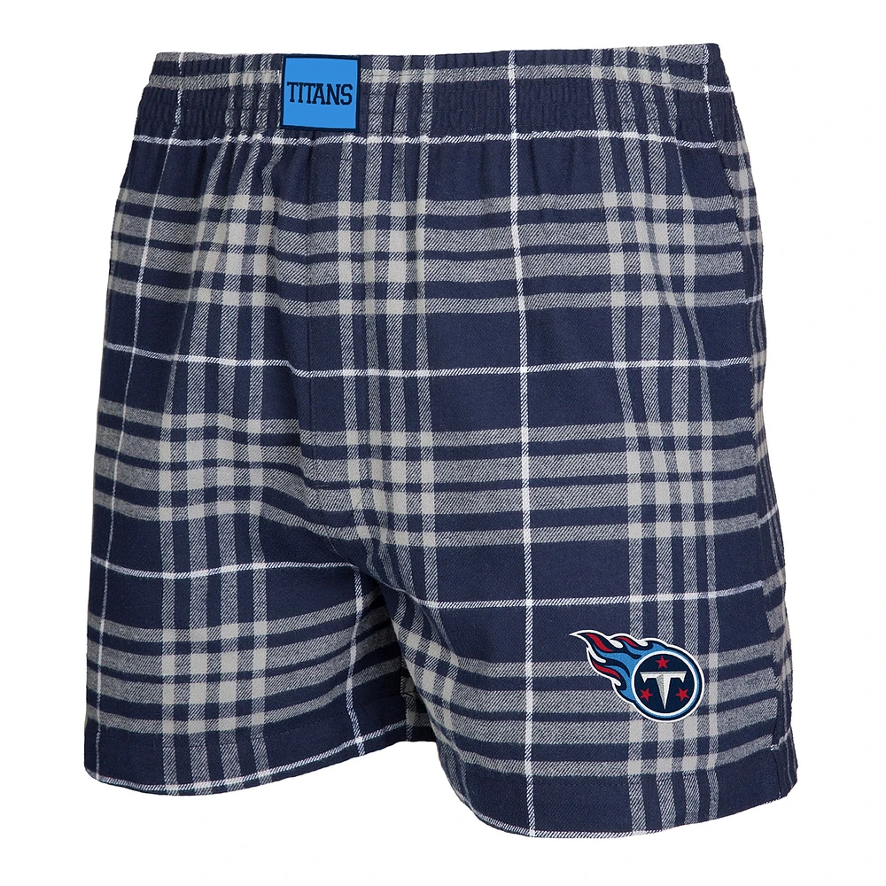 Boxer en flanelle Concord Tennessee Titans Sport Concepts pour hommes, bleu marine/gris