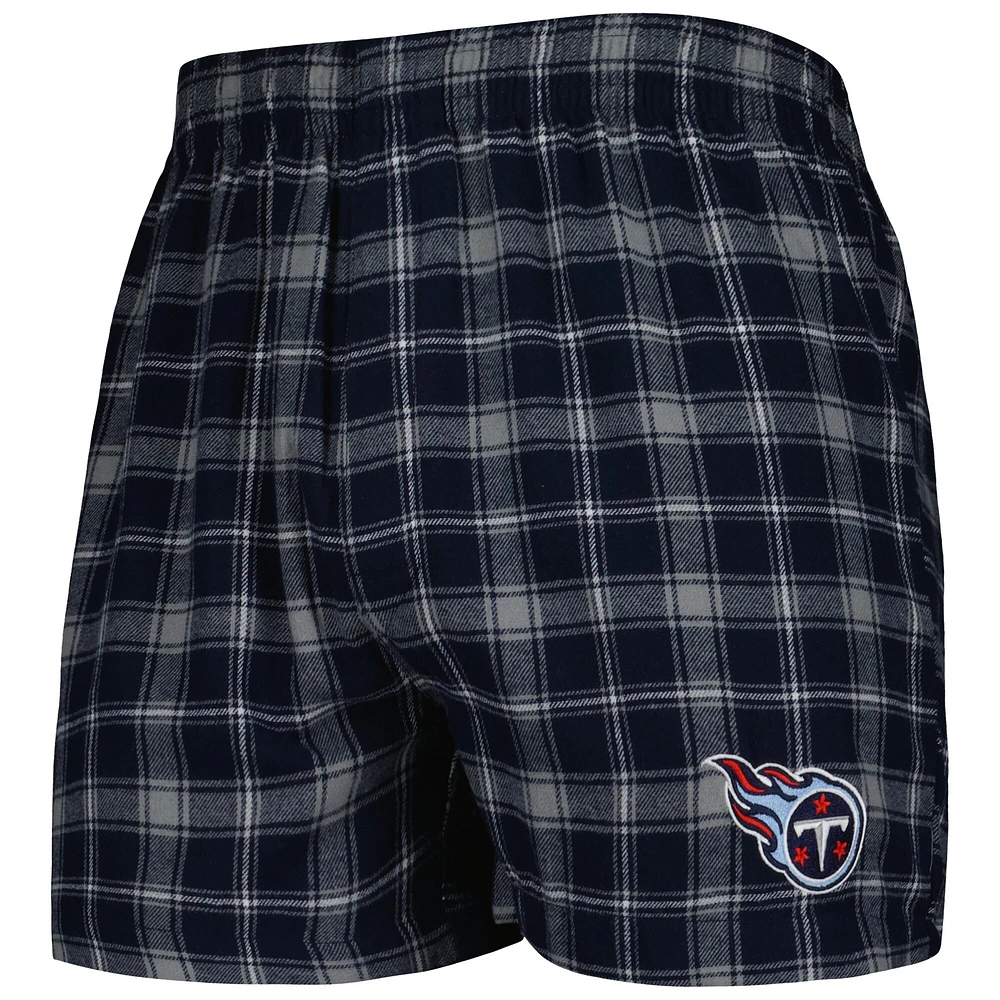 Men's Concepts Sport Navy/Gray Tennessee Titans Ledger Flannel Boxers