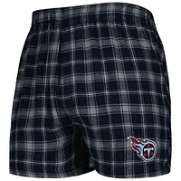 Men's Concepts Sport Navy/Gray Tennessee Titans Ledger Flannel Boxers