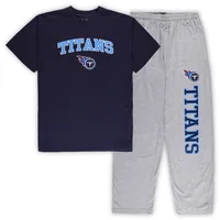 Ensemble de nuit pour homme Concepts Sport Bleu marine/gris chiné Tennessee Titans Big & Tall T-shirt et pantalon pyjama