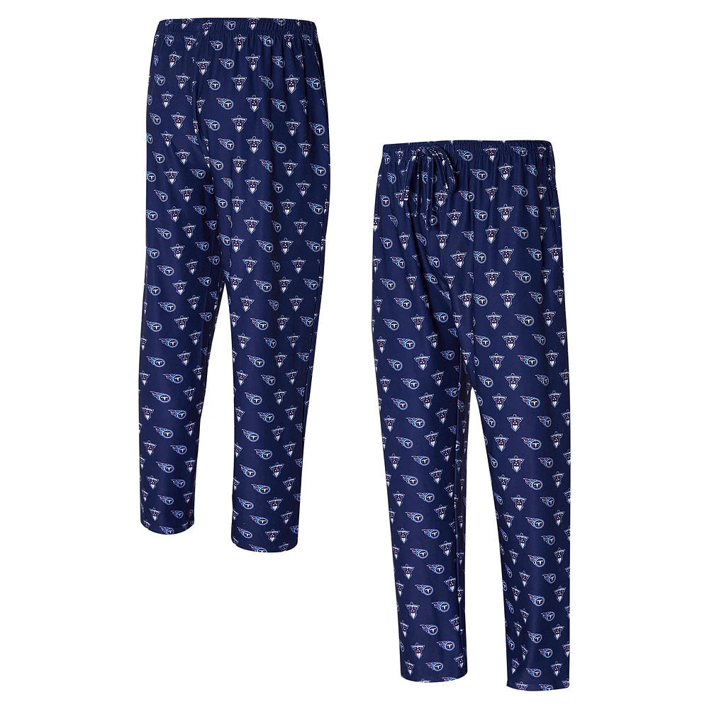 Pantalon en tricot bleu marine Tennessee Titans Record All Over pour homme Concepts Sport