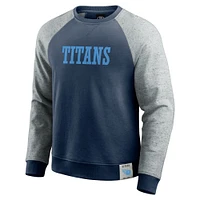 Sweat-shirt à col rond colorblock bleu marine/gris chiné pour homme de la collection Darius Rucker Fanatics Tennessee Titans