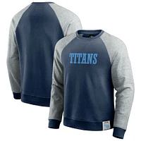 Sweat-shirt à col rond colorblock bleu marine/gris chiné pour homme de la collection Darius Rucker Fanatics Tennessee Titans