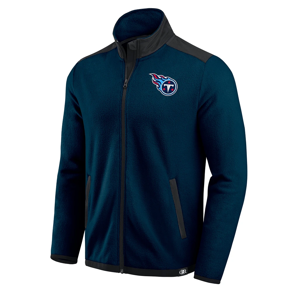 Men's Darius Rucker Collection by Fanatics Navy Tennessee Titans Color Block Polar Fleece Full-Zip Jacket