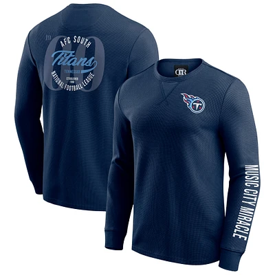 T-shirt à manches longues en tricot gaufré délavé pour homme Darius Rucker Collection by Fanatics bleu marine Tennessee Titans