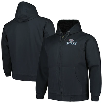 Dunbrooke Navy Tennessee Titans Big & Tall Dakota Sweat à capuche en toile Veste entièrement zippée