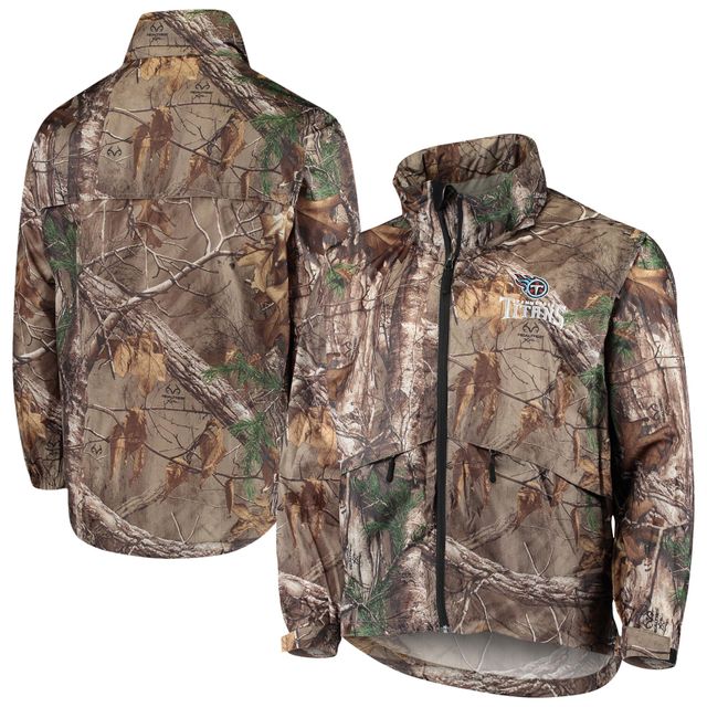 Dunbrooke Realtree Camo Tennessee Titans Circle Sportsman Veste imperméable compressible entièrement zippée pour hommes