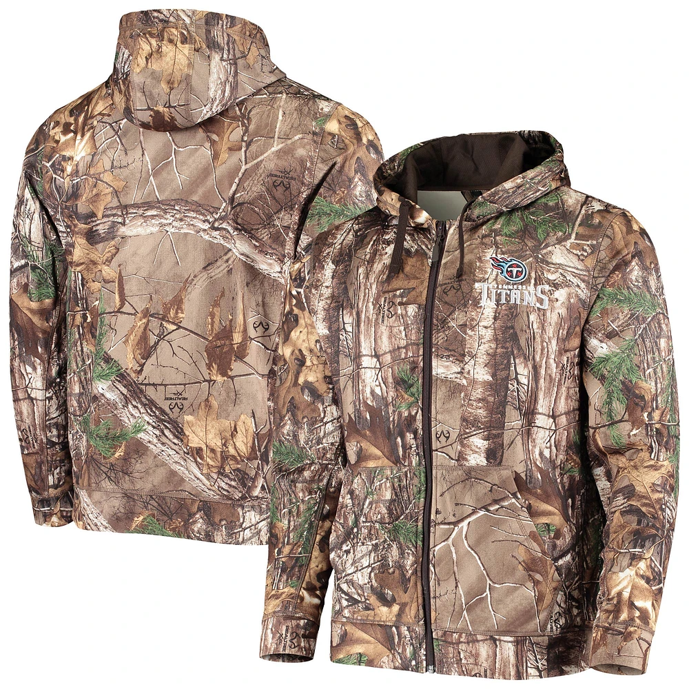 Sweat à capuche entièrement zippé Dunbrooke Realtree Camo Tennessee Titans Trophy Tech Fleece pour homme