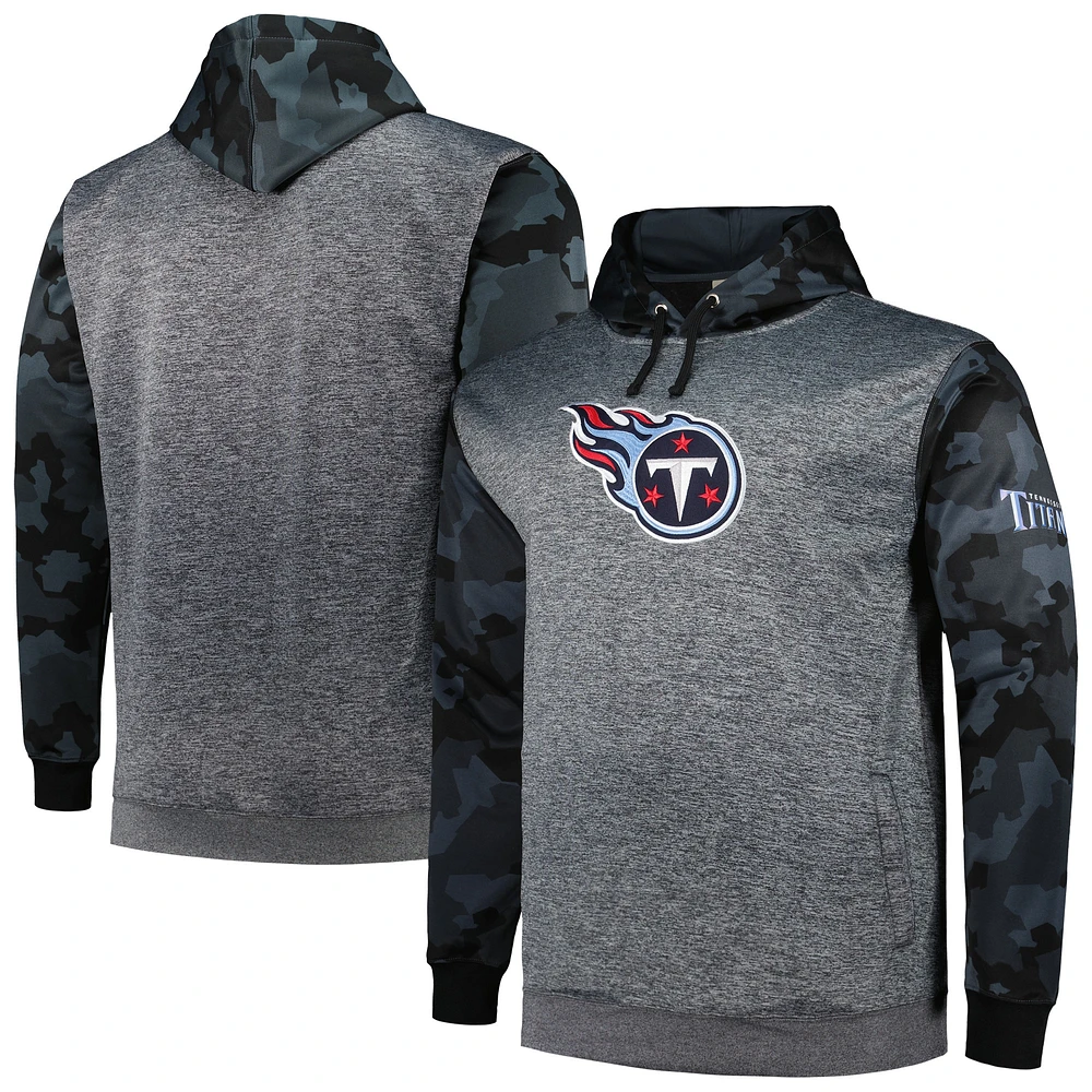 Men's Fanatics Heather Charcoal Tennessee Titans Big & Tall Camo Pullover Hoodie