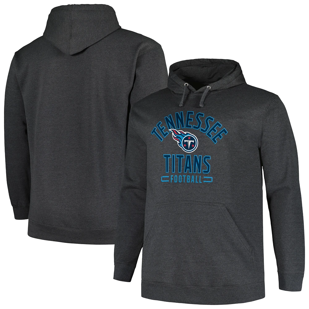 Sweat à capuche Fanatics Heather Charcoal Tennessee Titans Big & Tall pour hommes