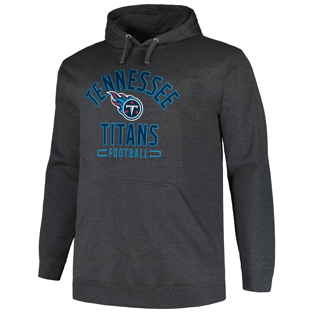 Men's Fanatics Heather Charcoal Tennessee Titans Big & Tall Pullover Hoodie