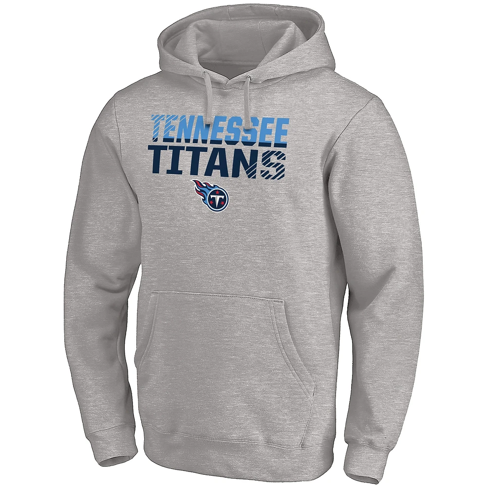 Men's Fanatics Heather Gray Tennessee Titans Fade Out Fitted Pullover Hoodie