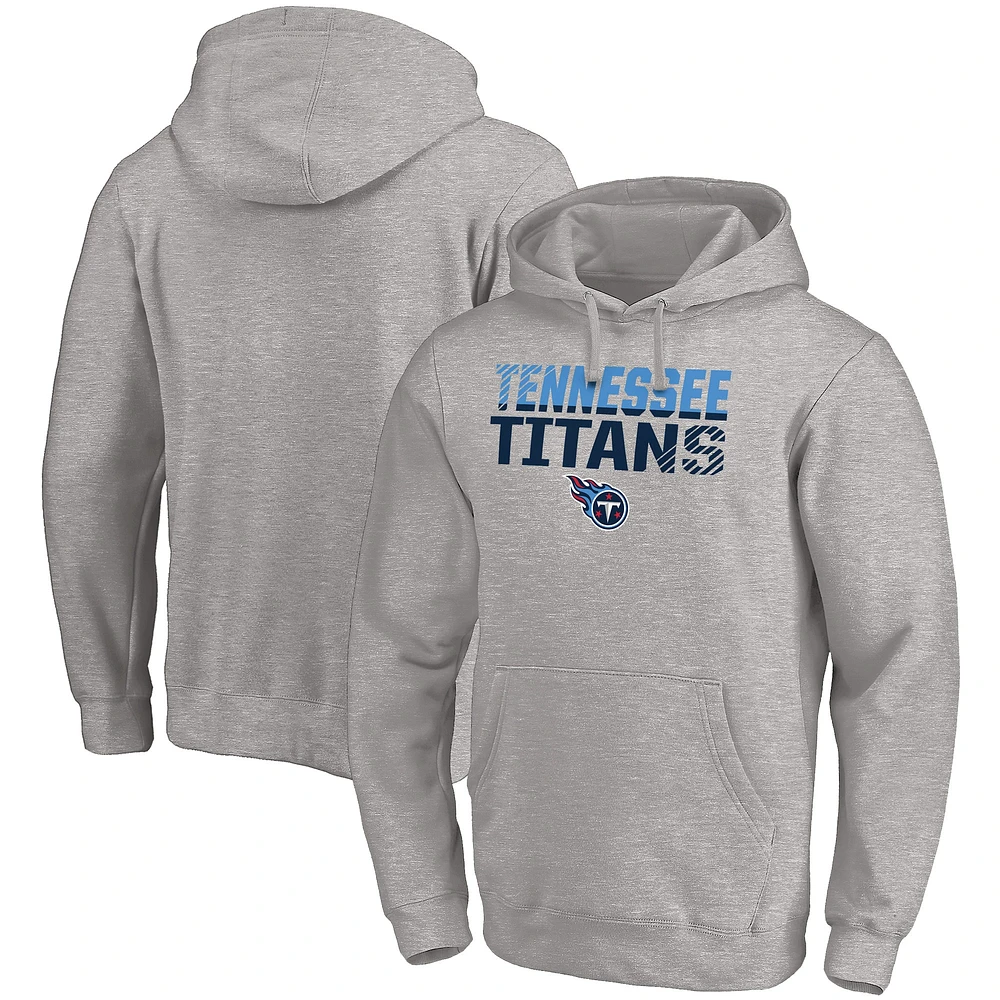 Men's Fanatics Heather Gray Tennessee Titans Fade Out Fitted Pullover Hoodie