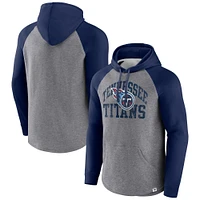 Sweat à capuche enfiler Arch Raglan préféré des Tennessee Titans Fanatics gris chiné pour hommes