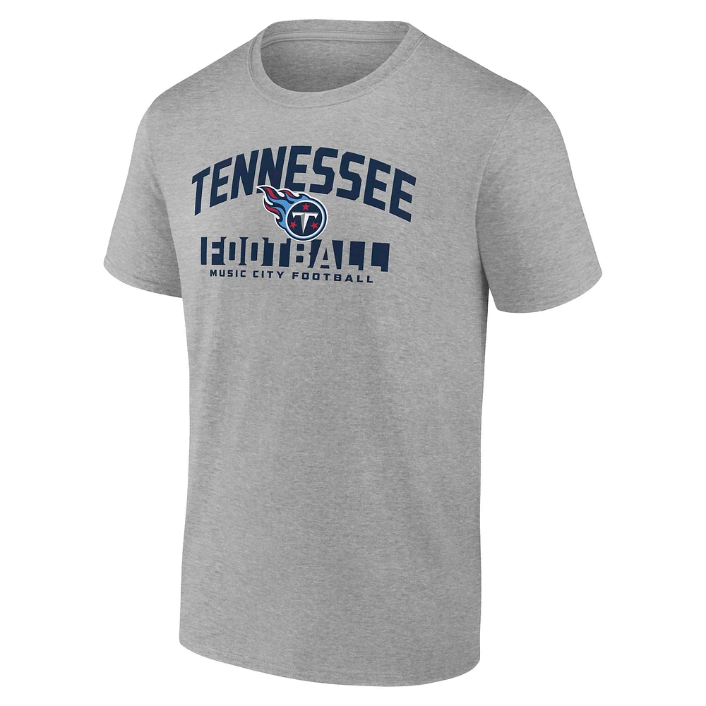 Men's Fanatics Heather Gray Tennessee Titans Screen Blocking T-Shirt
