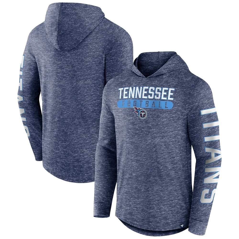 Men's Fanatics Heather Navy Tennessee Titans Pill Stack Long Sleeve Hoodie T-Shirt